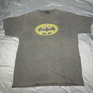Vintage Y2K Batman Shirt Mens Medium L Black Yellow Single Stitch Streetwear